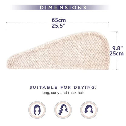 Solid Color Absorbent Hair Towel Wrap with Button