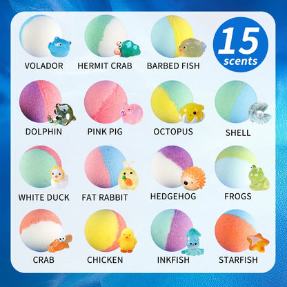15-Pack Bath Bomb Gift Set with Surprise Toys