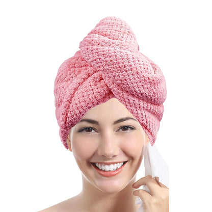 Solid Color Absorbent Hair Towel Wrap with Button