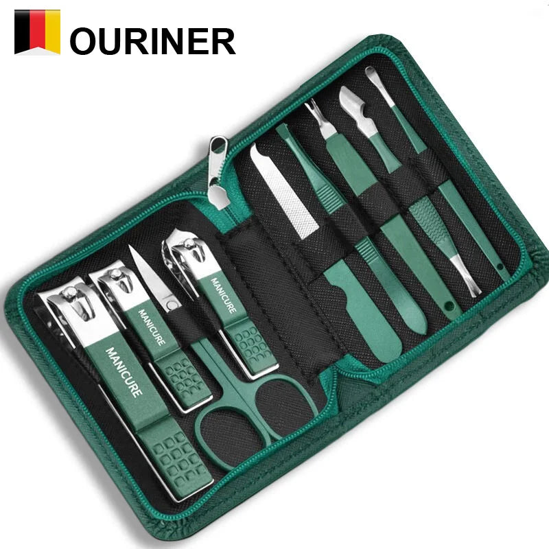 Professional Manicure & Pedicure Set with Leather Case