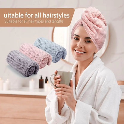 Solid Color Absorbent Hair Towel Wrap with Button