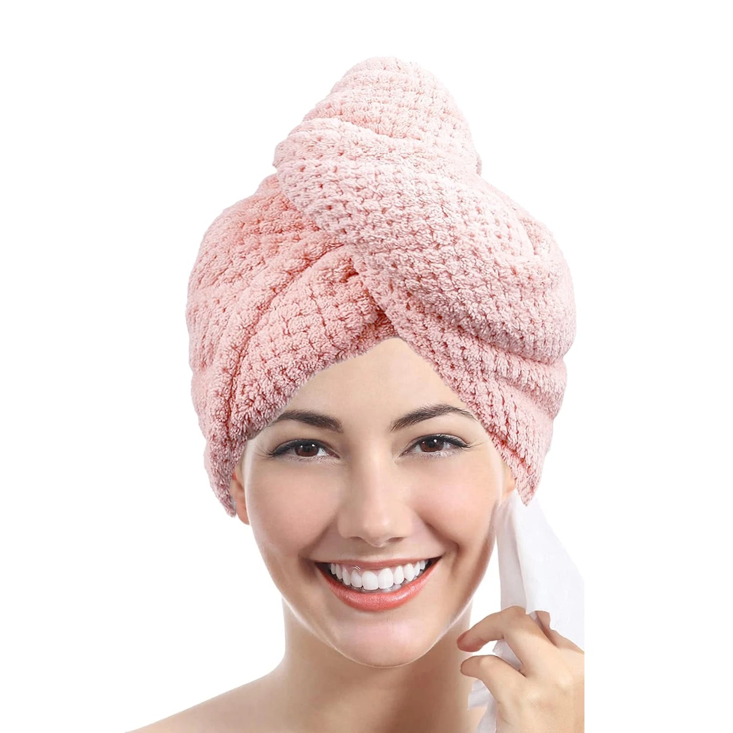 Solid Color Absorbent Hair Towel Wrap with Button