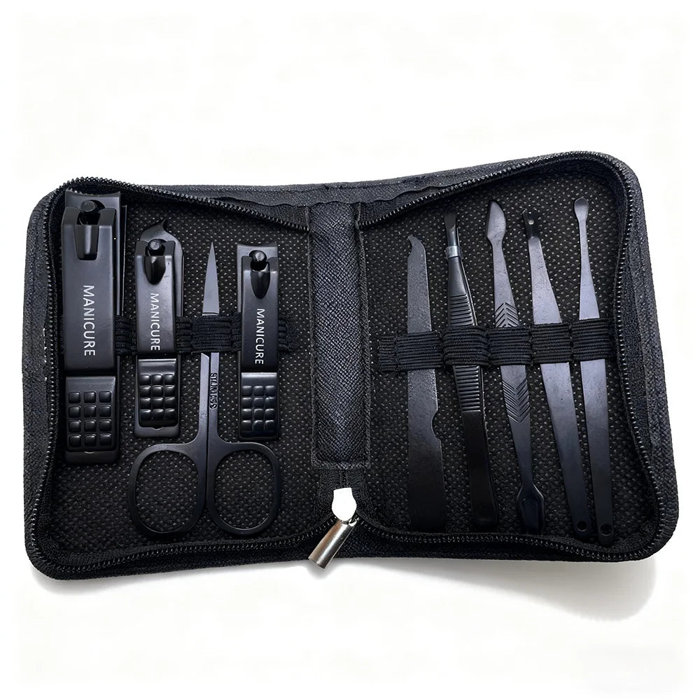 Professional Manicure & Pedicure Set with Leather Case